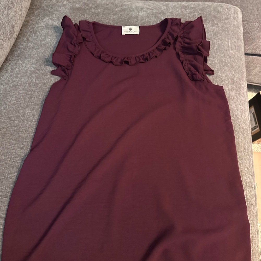 Chic Maroon Ruffle Sleeveless Top